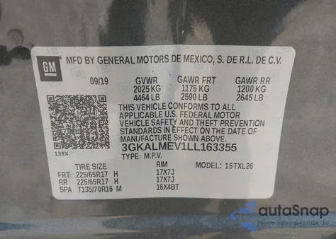 2020 GMC Terrain Fwd Sle из США, поврежденный, VIN 3GKALMEV1LL163355